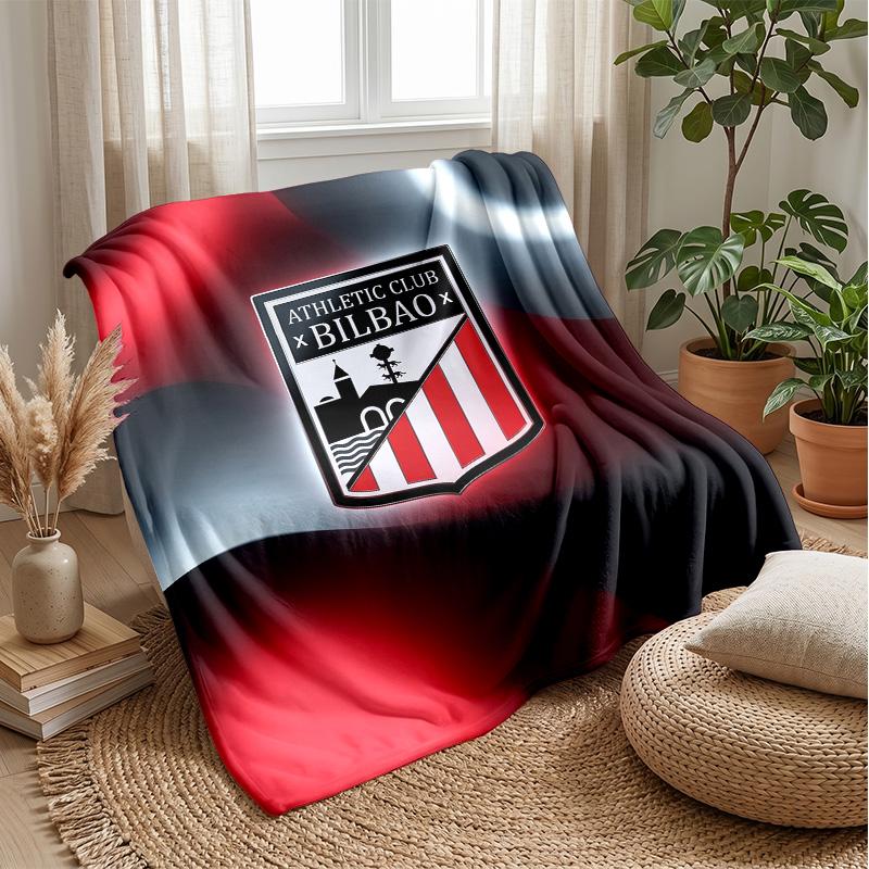 Athletic Bilbao Football Print Flannel Blanket, Soft Warm Lightweight Throw Blanket for Sofa Bed Camping