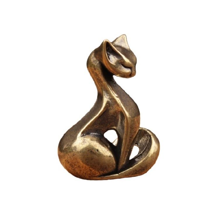 

Delicate Cast Bronze Cats Figurine Fashionable Cats Sculpture Ornament Decorative Item For Coffee Table Bedsides Cabinet 1