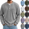 Herren Langarm T-Shirt mit Knopfleiste und Tasche für Freizeit und Sport