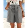 Women's Spring Summer Linen Solid Color Shorts Casual Sports Women's Shorts Three-quarter Pants with Drawstring Shorts