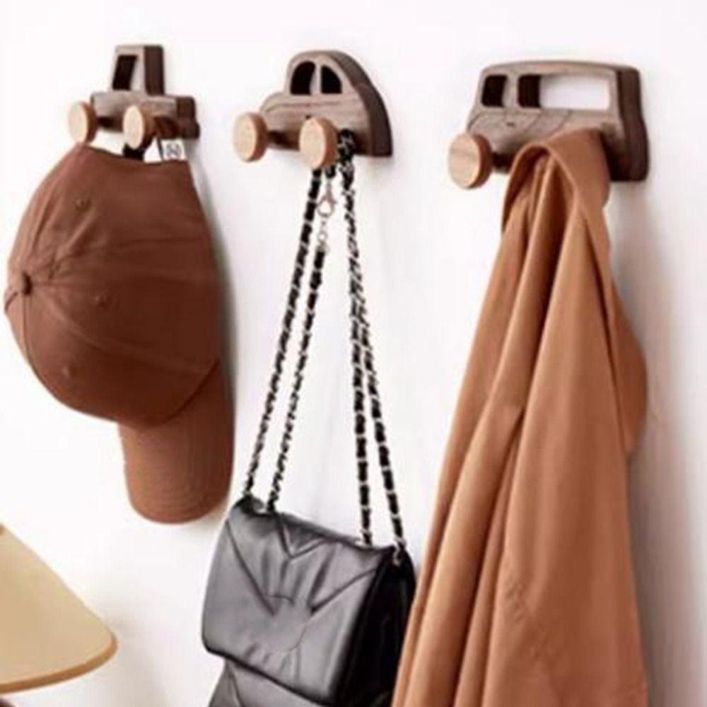 Wall Mounted Wood Car Shaped Hooks Decorative Coat Bag Hook Cartoon Car Wall Hooks  Entrance