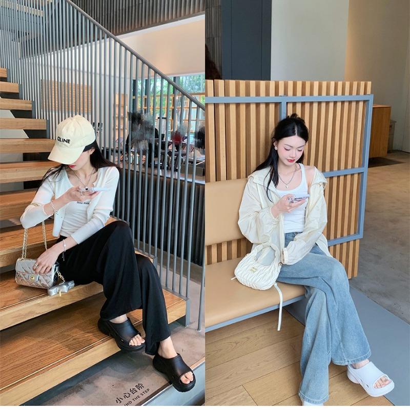 ~ New York Weekend~ Stylish Fine Thick Bottom Heightening Lazy Wearing Cool Slippers Female Summer