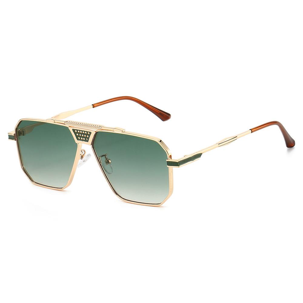 Luxury Brand Aviaiton Sunglasses Men Large Frame Metal Square Locomotives Tough Guy Styles Cool Fashion Sun Shades Cowboys