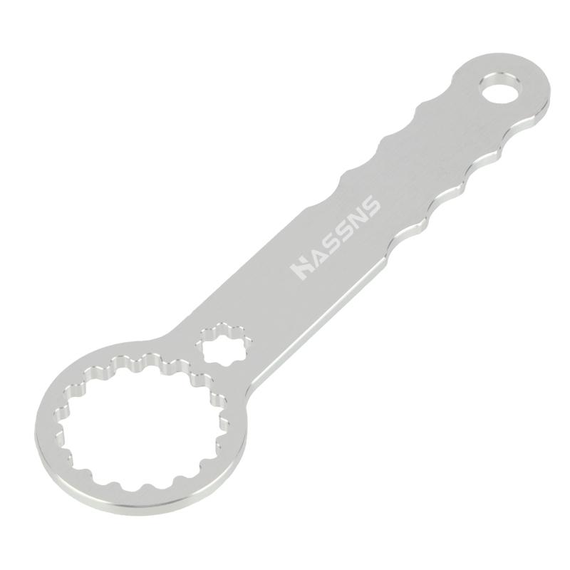 HASSNS Bottom Bracket Wrench Bike Aluminum Alloy Hollowtech Central Movement Tool Integrated Crankset Crank Bicycle BB Wrench HA Silver