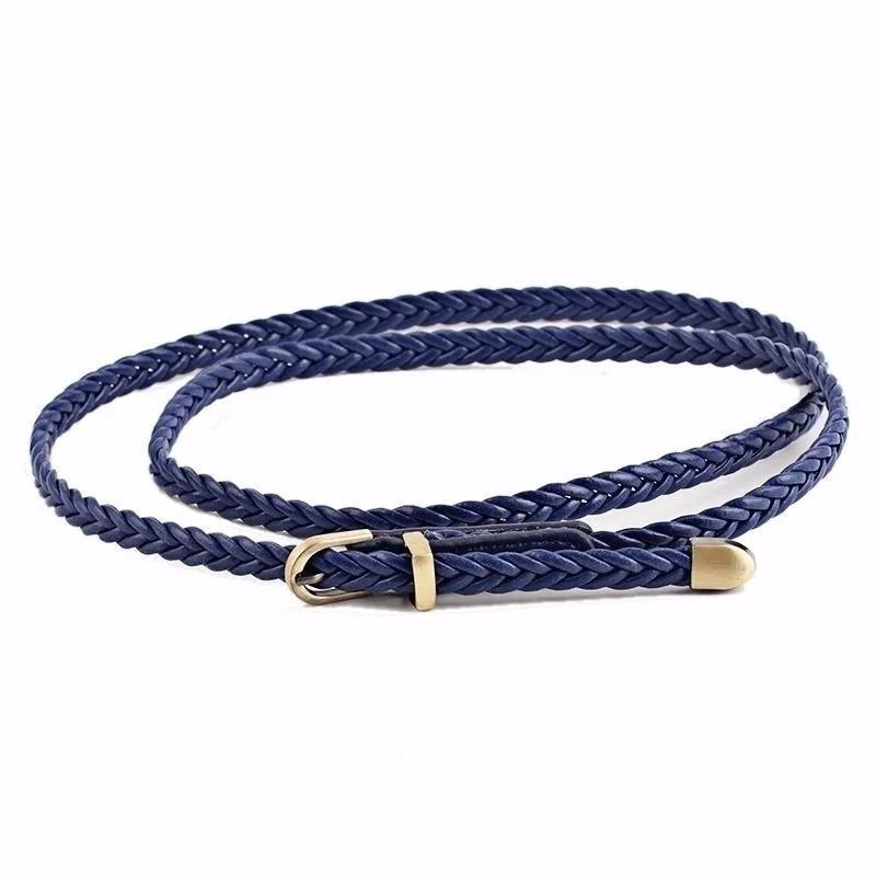 New 8 Colors Belt for Choose Casual Women Party Thin Pin Buckle Woven Braided Belt Waist Strap Waistband