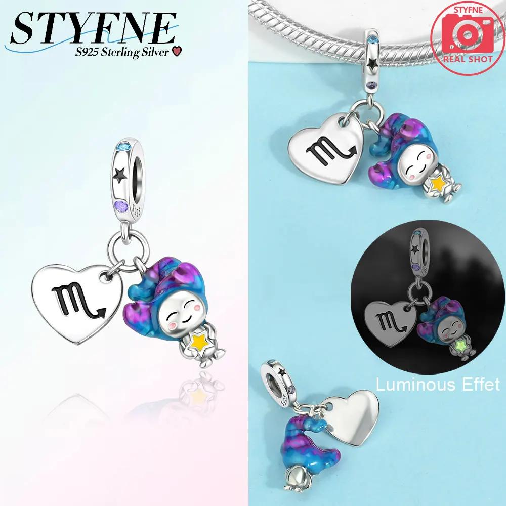 Charmscopper Blue Pendant Leovirgo Twelve Constellations Original Beads Fit Bracelet Women Accessory Fine Gift Diy Jewelry