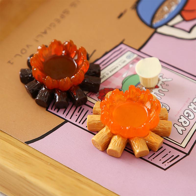 10Pcs Mini Fake Campfire Ornament Set Waterproof Resin Fire Models for Garden Patio Mini Scene Decoration