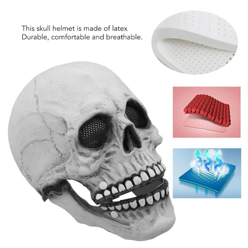 Skull Mask Halloween Skull Style Breathable Durable Latex Movable Jaw Skeleton Mask For Party Costume Ball