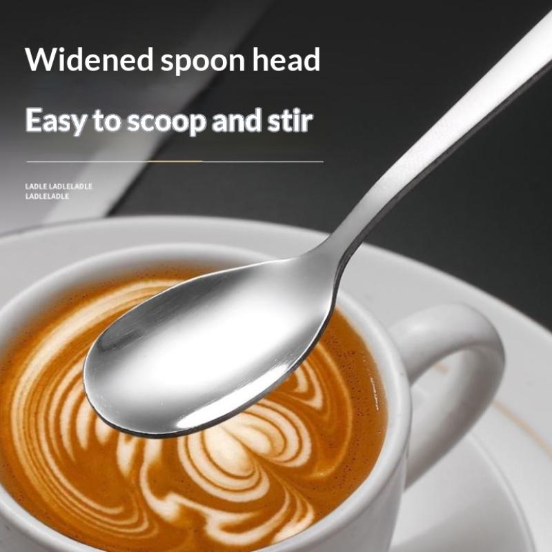 1pcs Stainless Steel Coffee Spoons With Ceramic Handles - Perfect For Mixing, Sugar, Ice Cream Kitchen & Dining Accessories
