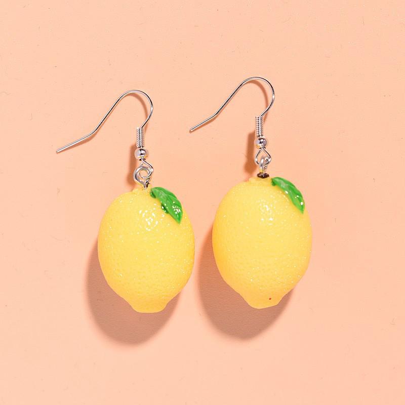 

1 Pair Creative Funny 3D Fruit Studs Earring Fashion Cute Imitation Lemon Earrings For Girls Summer All-match Ear Jewelry Gift 1pcs