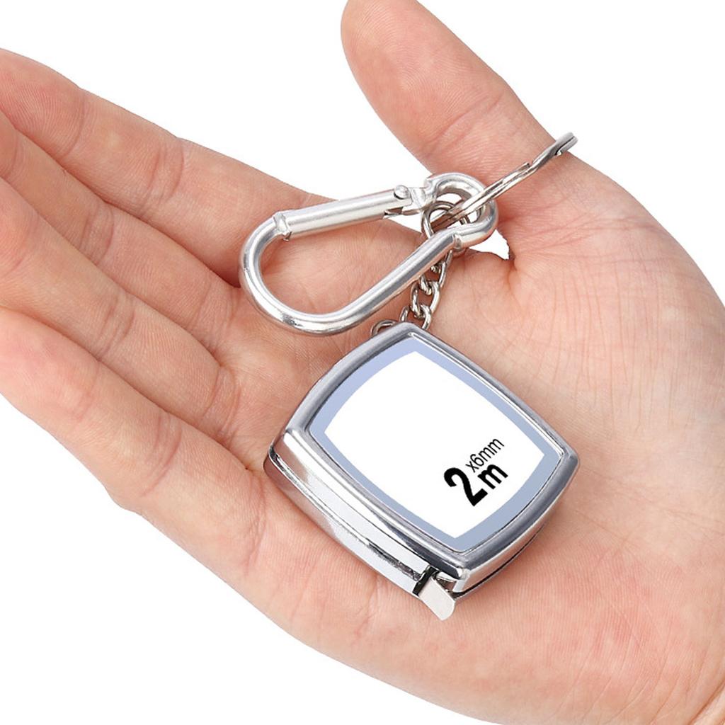 Mini Tape Measure with Keychain Steel Retractable Tape Portable Measuring Tape 2 Meters