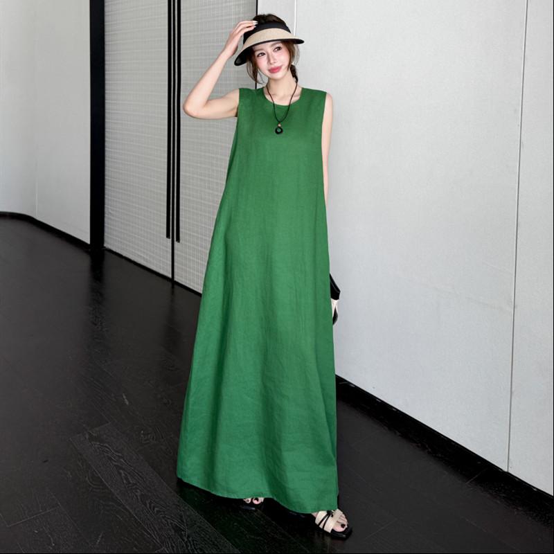 Sleeveless Plus Size Cotton Vintage New In Dresses for Women Casual Loose Long Summer Dress