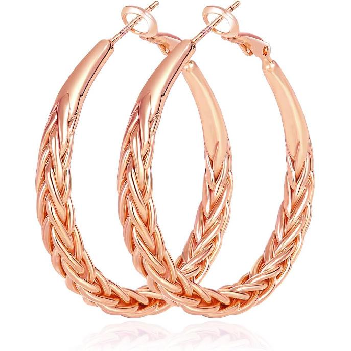 JEMARA Silver Hoop Earrings for Women Trendy Hypoallergenic 925 Sterling Silver Post Hoop Earrings Thick Twisted Large Silver Hoop Earrings