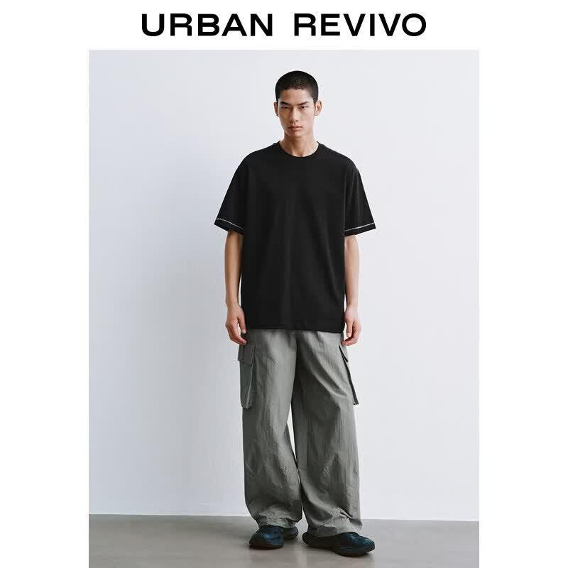 UR Men's Casual Contrast Stitch Round Neck T-Shirt