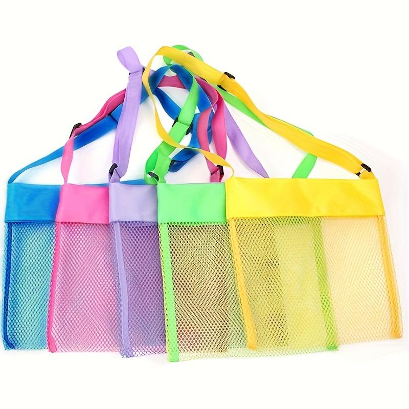 Ultra Light Mesh Beach Bag Adjustable Shoulder Strap Portable Sea Shell Collecting Bag Kids Beach Bag Beach Toy Bag