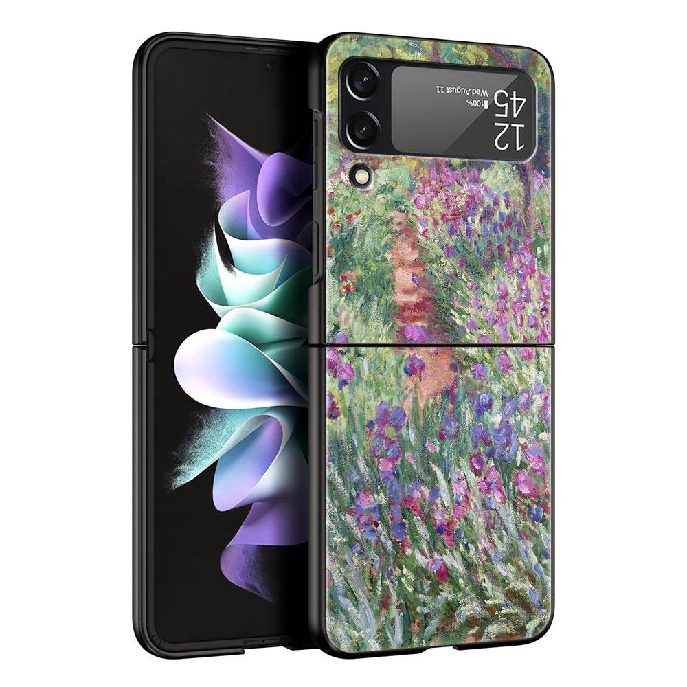For Samsung Galaxy Z Flip 3 4 5 Hard Black Folding PC Phone Case Claude Monet Impressionism Painter For Samsung Z Flip3 Cover
