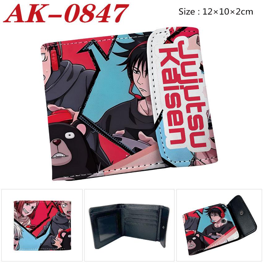 Gojo Satoru Anime Wallet Jujutsu Kaisen White Hair Teacher Bi-Fold Snap Coin Card Purse Black