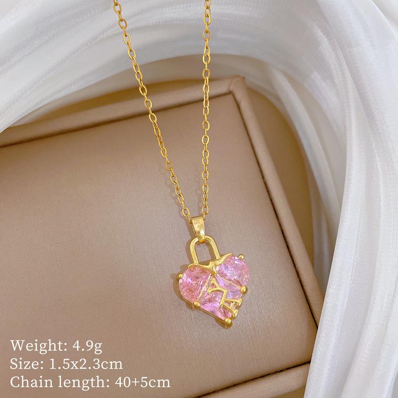 Kupfer-Mikro-Intarsien Leichter Luxus Mode Persönlichkeit Temperament Wunderschöne Voll-Diamant-Halskette Damen Vielseitige Schlüsselbein-Kette Titanstahl