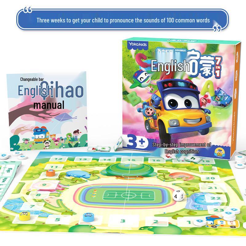 YOKAKIDS School Bus Board Game: Math & English Literacy Puzzle Cards for Children s Early Education