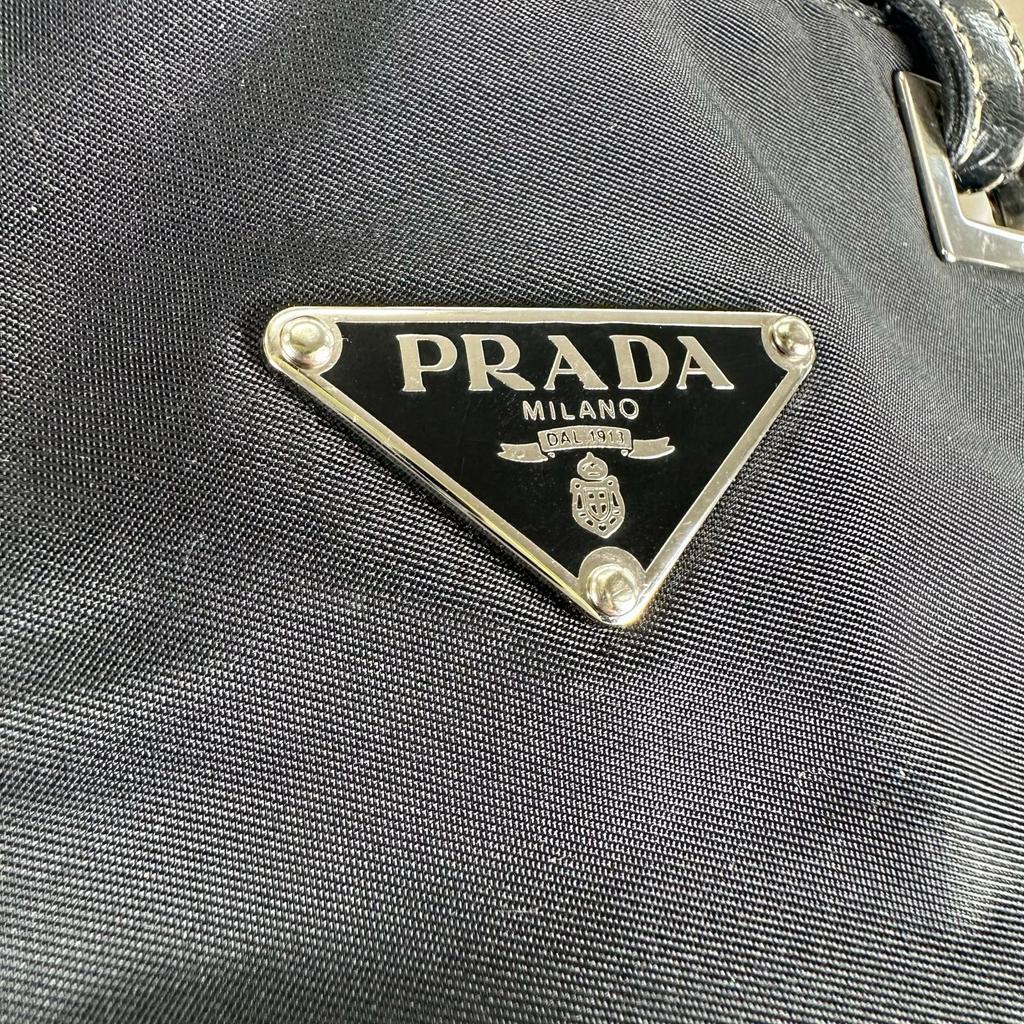 PRADA Triangular logo Tote Bag black Women used