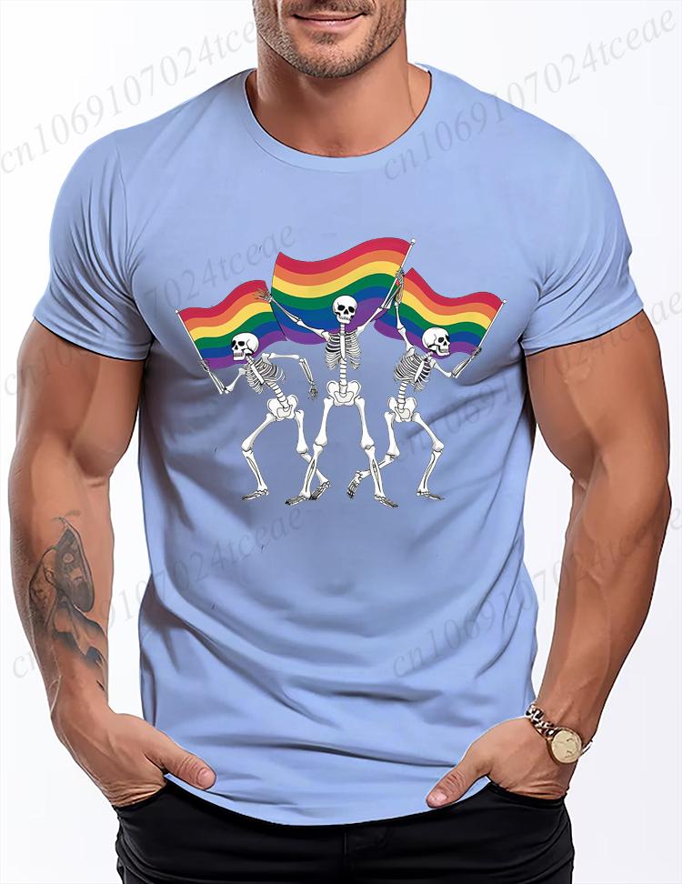Men Women TShirt Skeleton LGBT Rainbow Pride Month T Shirts Fashion Tee Shirt Streetwear Casual Summer Unisex Tee Clothing Tops