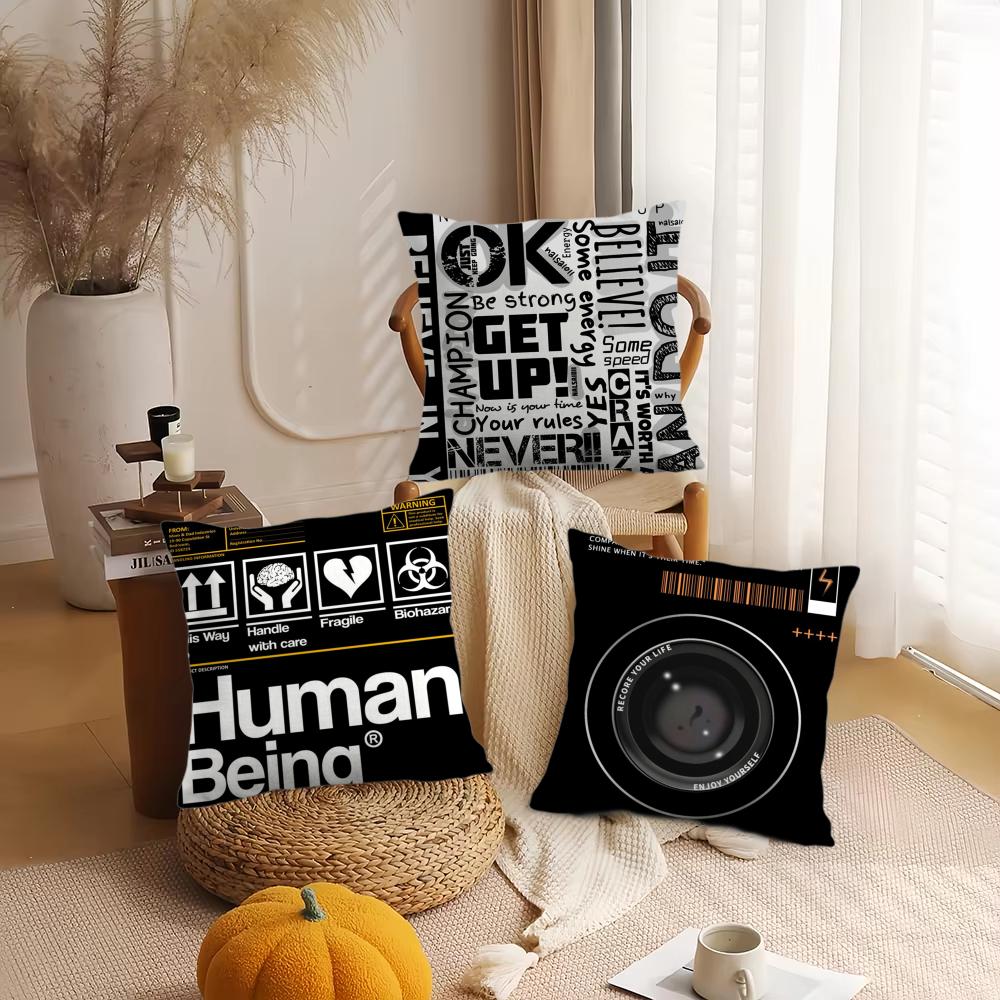 Be Happy and Good Luck Cushion Cover Short Plush DoubleSided Printing Home Machine Washable In Warm Winter Pillow Cover