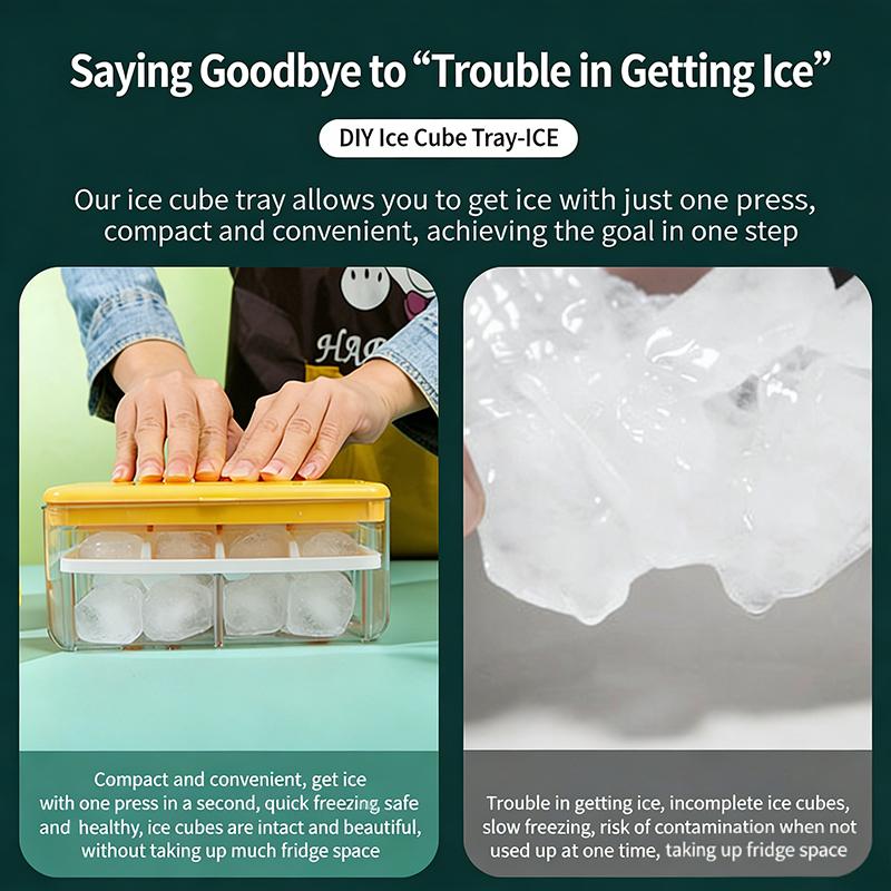 Press-down Ice Cube Tray For Home Refrigerators Kitchen Ice Storage Box With Lid Ice Maker Mold