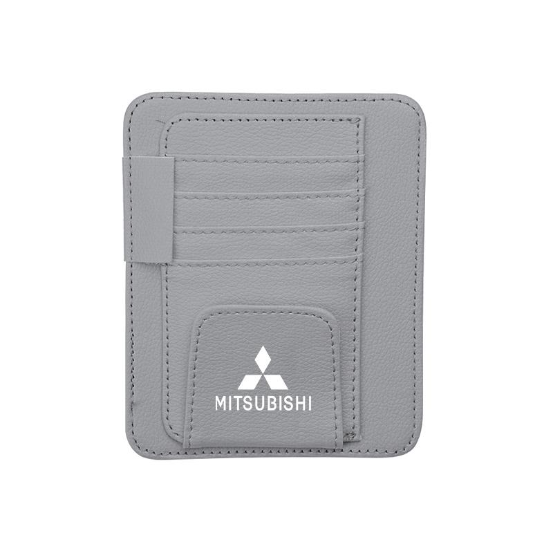 gjbf4 Car PU Leather Sun Visor Sunglasses Ticket Card Storage Bag Accessorie For Mitsubishi Lancer Galant Attrage Xpander Mirage ASX