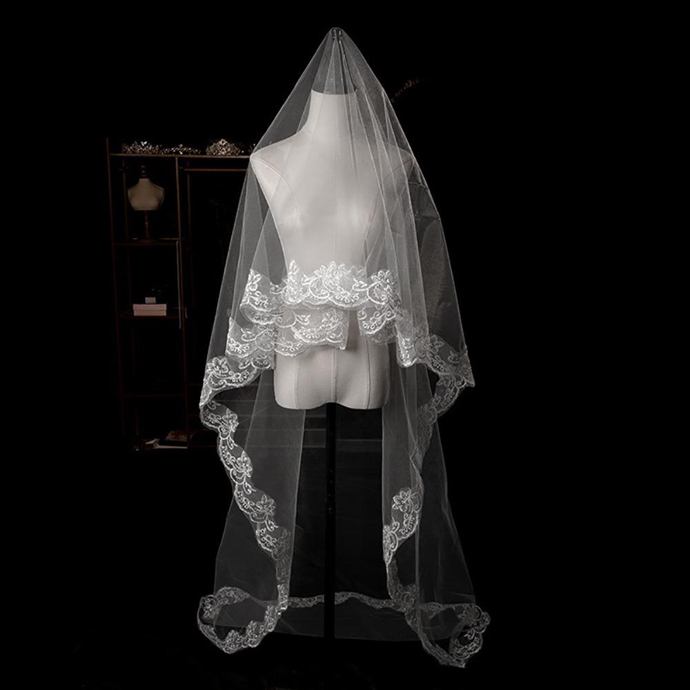 

Lace Embroidery Edge Tulle Bride Veils White Ivory Wedding Veil New Bridal Veil White 300cm