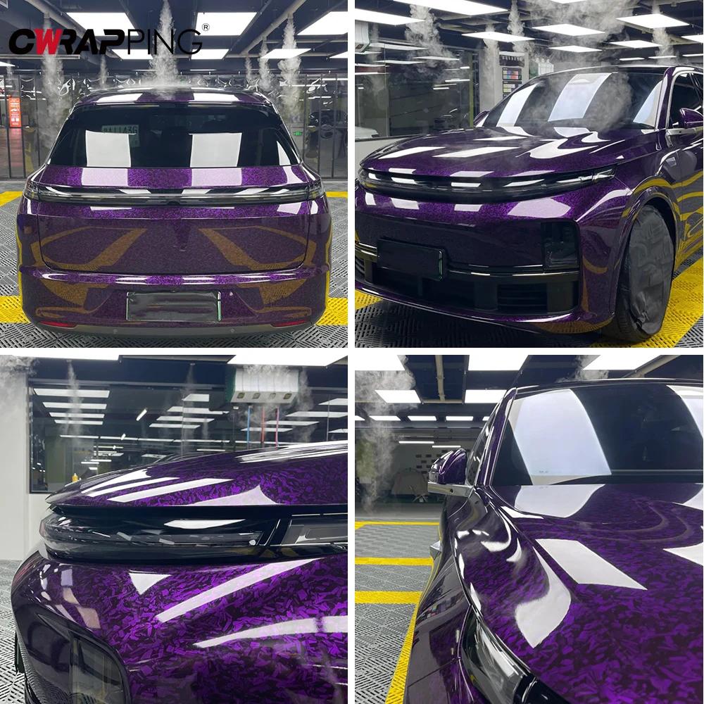 Carbon Fiber Car Stickers Vinyl Auto Tuning DIY Waterproof Motorcycle Stickers Purple Crystal Carbon Covers for Car Accessories