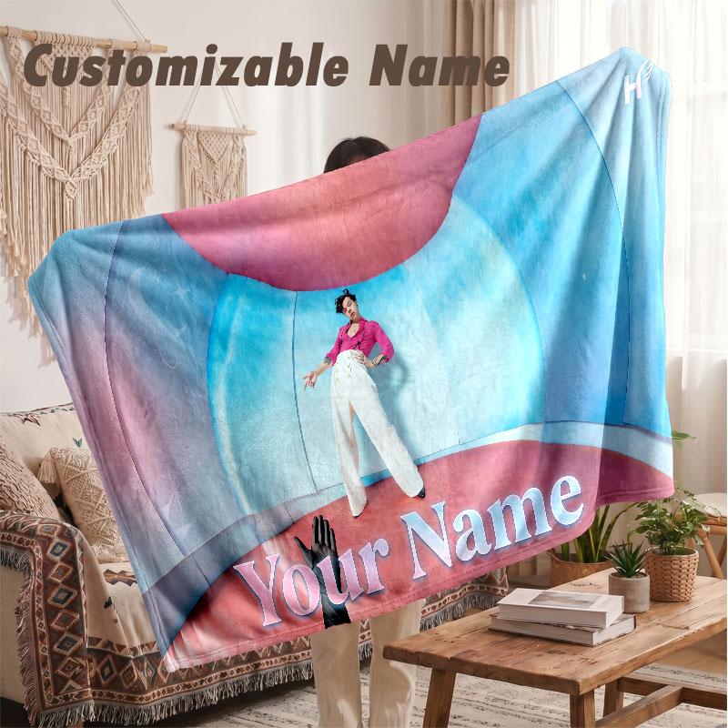 Custom Name Flannel Blanket,Harry Styles Lightweight Warm Bed Blanket For Couch & Holiday Gift