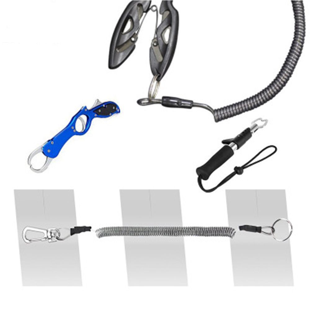 Secure Buckle Lock Elastic Outdoor Tackle Retractable Keychain Fishing String Spring Rope Lanyard