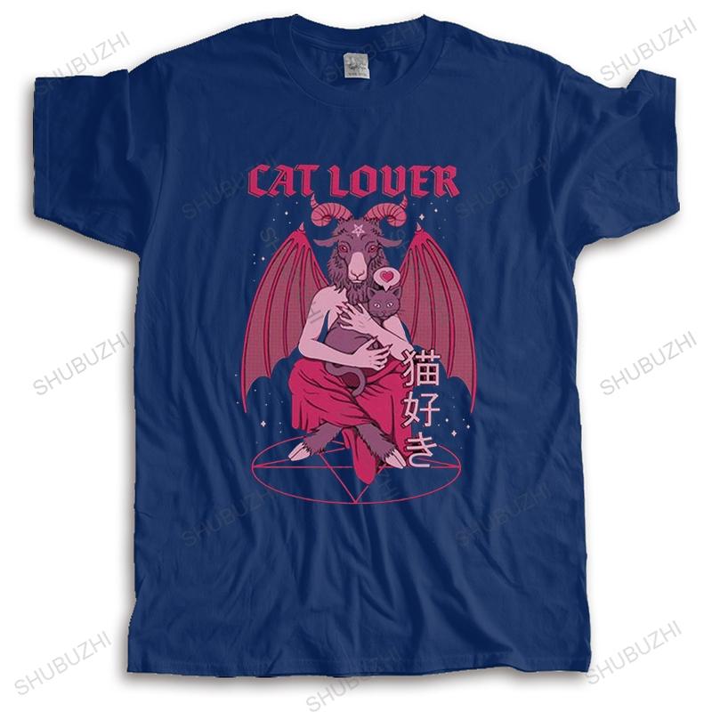 Funny Baphomet Cat Lover Evil T Shirt Unisex Cotton Tee Tops Lucifer Demon Goat Tshirt Short Sleeve Summer Tshirt Clothing