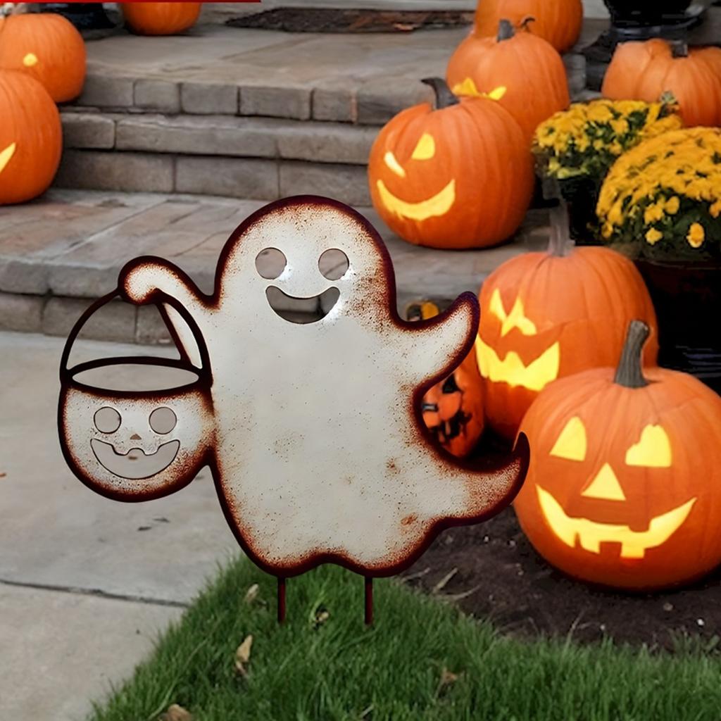 1Pc Iron Halloween Garden Decoration Ground Plug, Horror Decoration, Suitable for Patio, Garden or Courtyard Decoration, Halloween Decn, Modern Style,