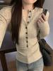 Women's Slim Fit Long Sleeve Knit Top with Half-Open Collar - 2025 Autumn/Winter Trend