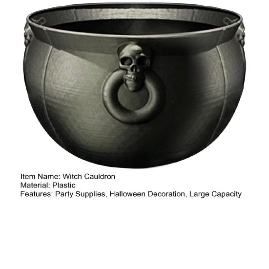 Witch Cauldron Kettle Candy Serving Bowl Plastic Large Black Cauldron