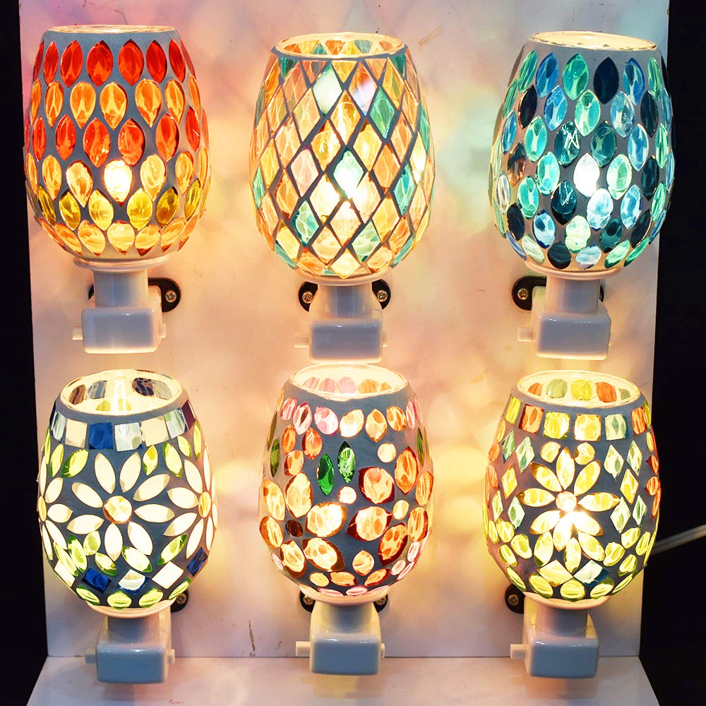 Fourcart Cute Handmade Glass Craft [Mosaic Foot Lamp] Flower Yellow X Set of 6