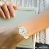 Analog Watch with Leather Strap and Sparkling Jewelry Black [Fieldwork] Women's Stones, JN044-5