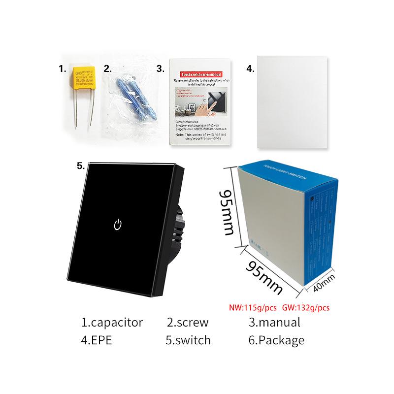 Europäischer Standard Gehärtetes Glas Intelligentes Touch-Wandschalterpanel