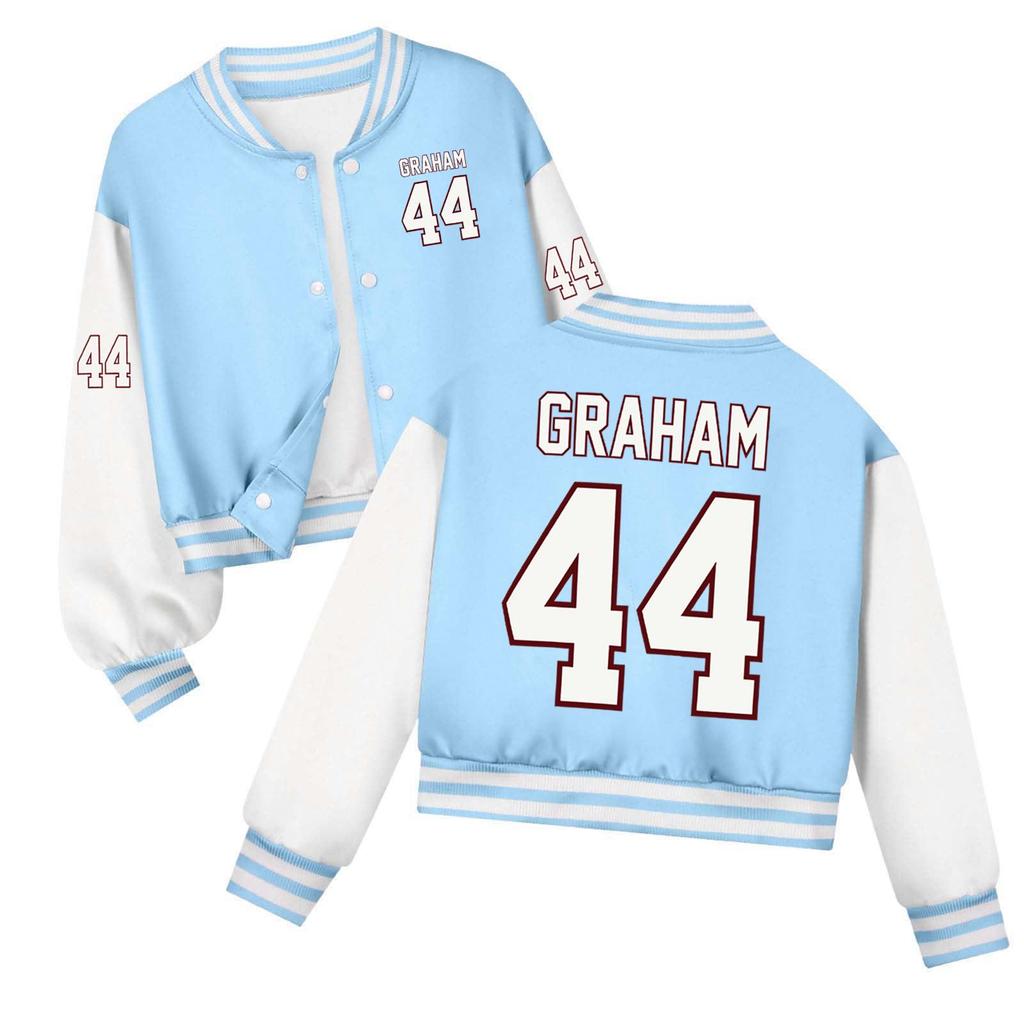 Kids Fashion Printed Baseball Jacket Casual Loose Fit Button Front Lightweight Outerwear for Boys and Girls School Wear