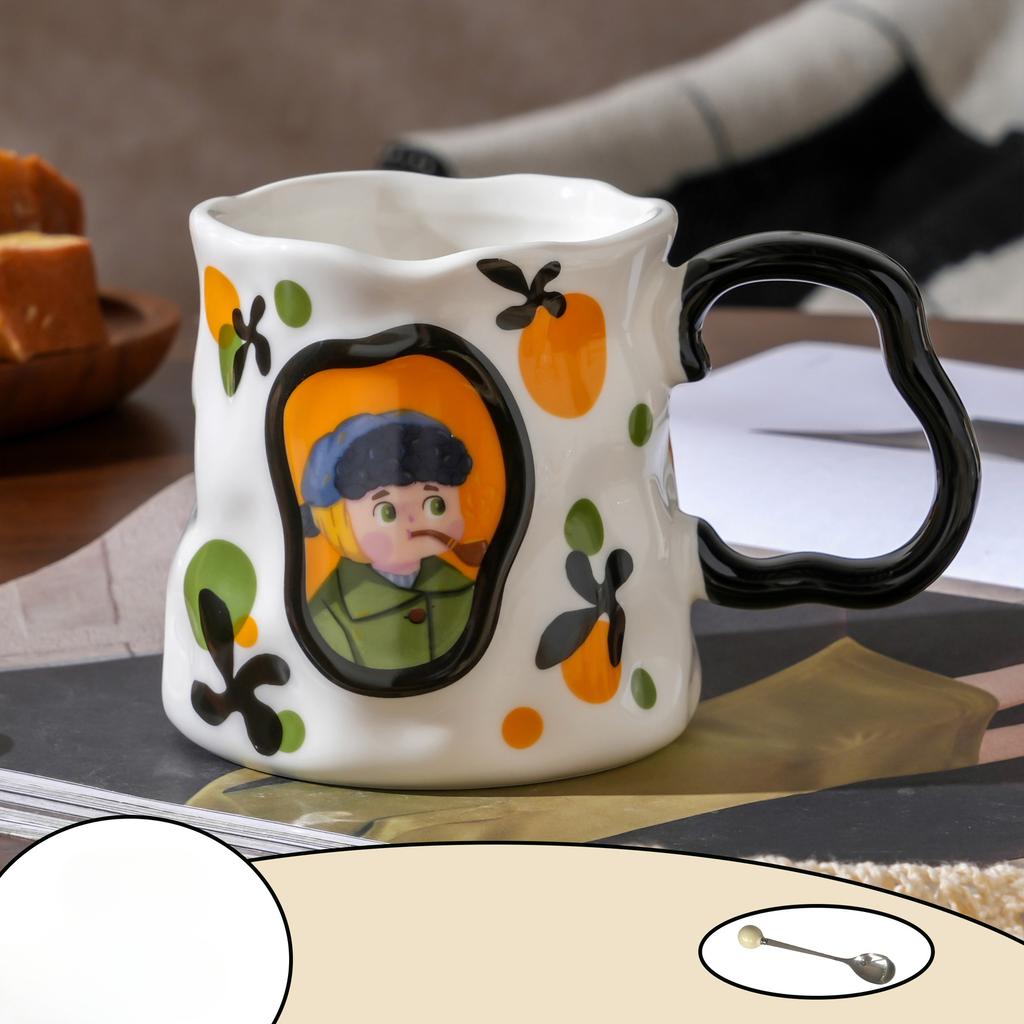 Ceramic Mug with Spoon Home Office Birthday Gift Cup for Girls High-looking Souvenir Water Cup Coffee Cup