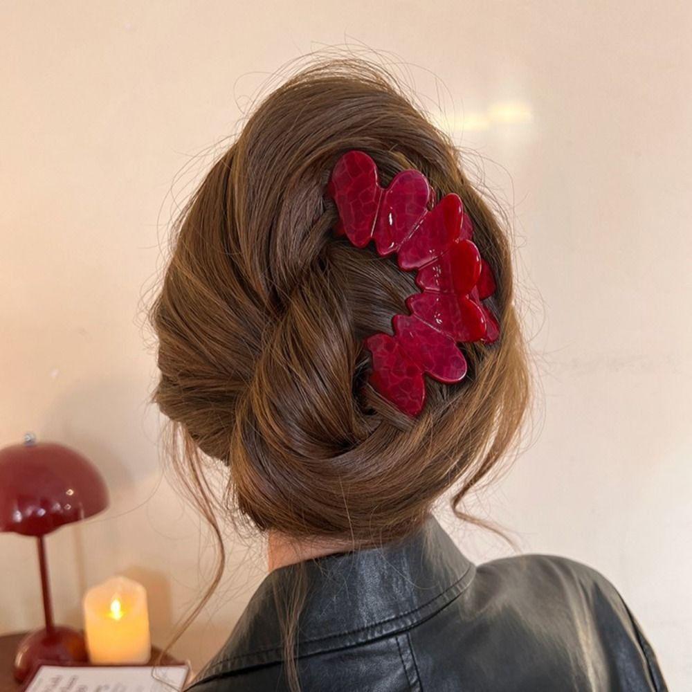 

Нескользящая большая акулья лапа волнистый край уксусная геометрическая шпилька для волос конский хвост зажим для волос аксессуары для волос красный