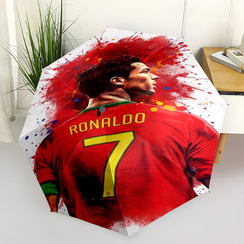 Ronaldo's Number Seven Glory Compact Travel Automatic Umbrella with 8-Rib Sturdy Construction Perfect for Outdoor Adventures Elegant Umbrella
