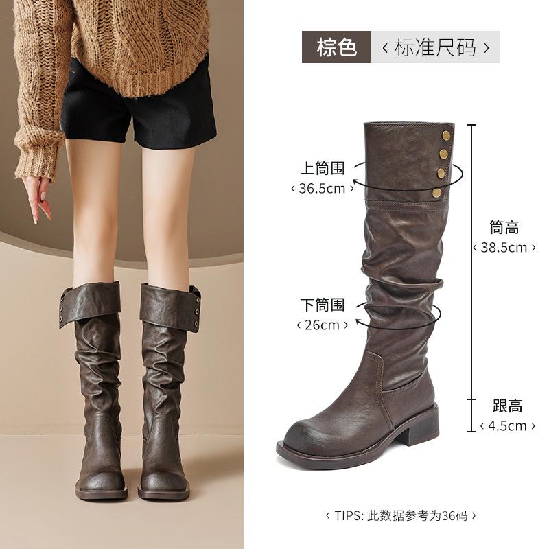Augustine Boots Women's 2025 New Autumn and Winter Merad Small Men Two Wear Pile Boots Tall Knight Boots