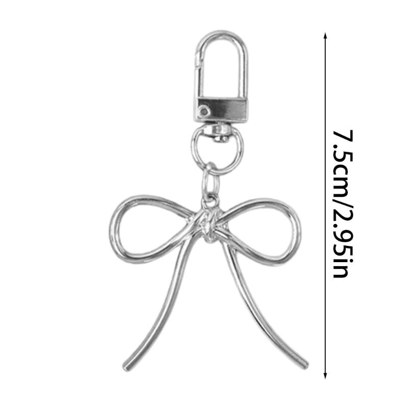 Delicate Keychain with Beaded Bowknot Phone Charm Unique Keyring Bag Pendant for Car Key Wallet Backpack Purse