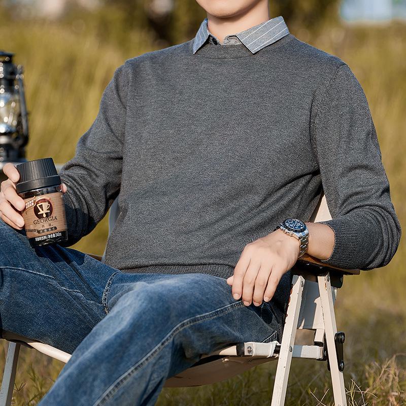 

Men s Soft Yarn Sweater: Thick, Warm, Knit with Shirt Collar - Perfect for Autumn/Winter Business Fashion. XL темно-сірий