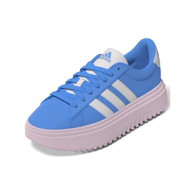 adidas Grand Court Platform Thick Sole Height Increasing Shock Absorbing Wear Resistant Low Top Sneakers Women Sneakers Blue IE3619