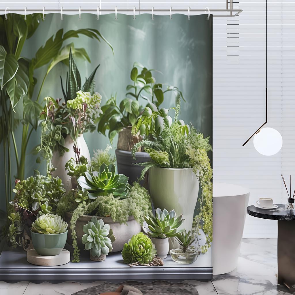 Whimsical Greenery and Kittens Shower Curtain - Adorable Bath Decor, Perfect for Those Who Love Cute and Nature-Inspired Designs