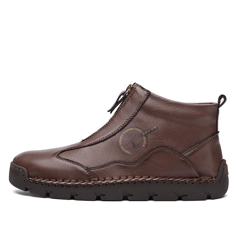 

Весна Осень Зима Кожаные Ботинки Ручной Работы Комфортная Меховая Повседневная Обувь Ботильоны для Мужчин Осенние Ботинки Дизайн Молнии Обувь Для Вождения 48