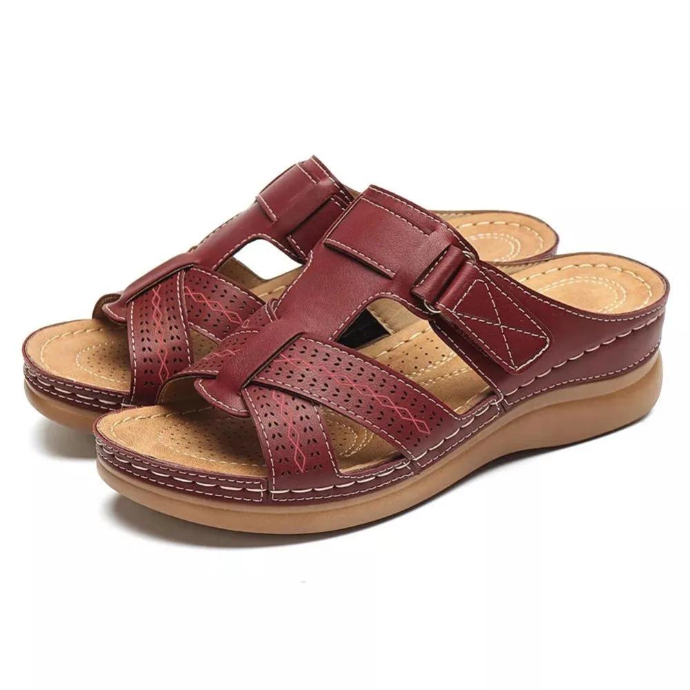 Fashion Summer Women Shoes Sandals Open Toe Sandals Anti-slip PU Leather Casual Female Platform Shoes Plus Size Women Slippers